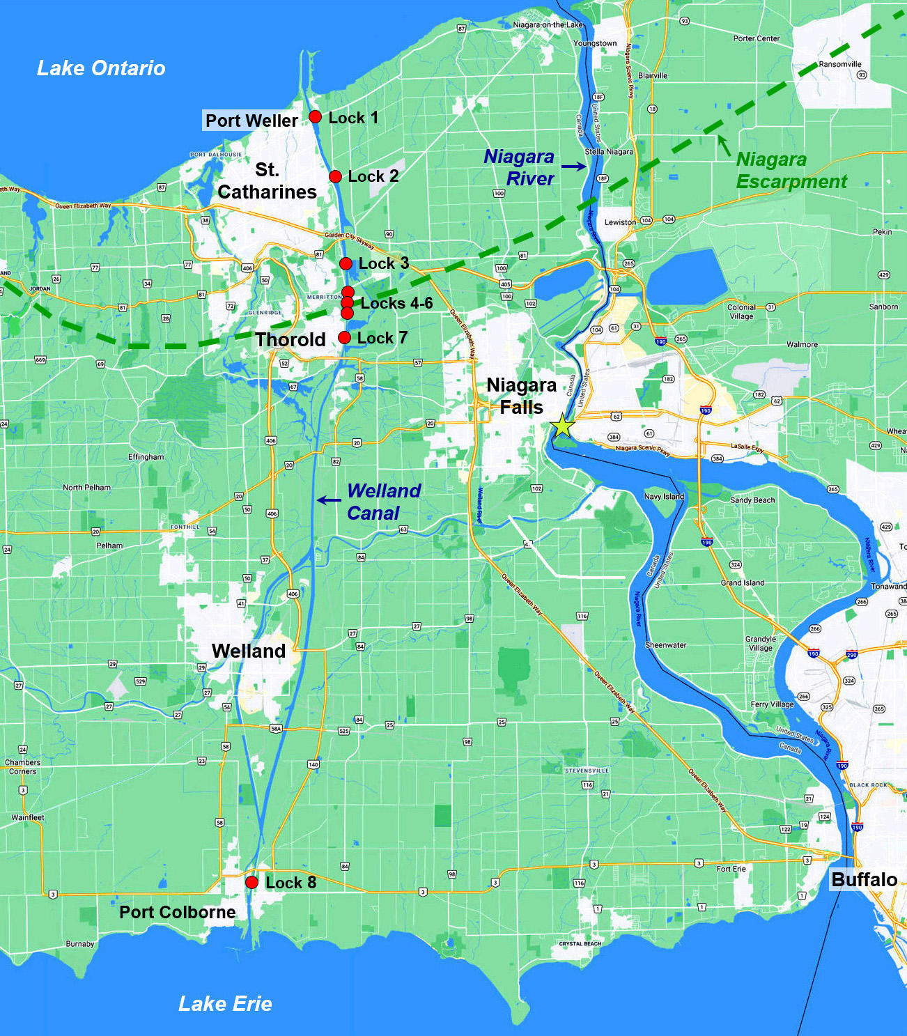 Niagara Peninsula and Welland Canal map